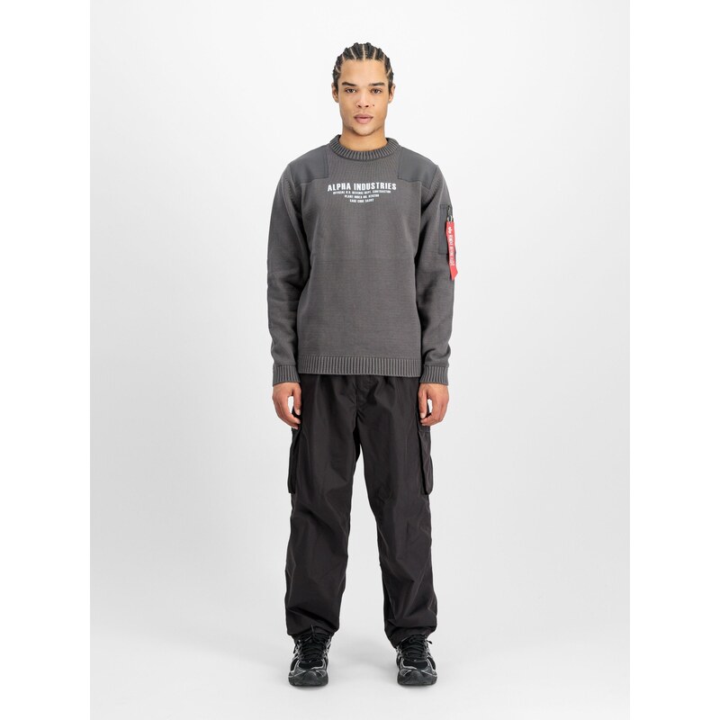 Alpha Industries Svetr Military Knit Pullover vintage grey
