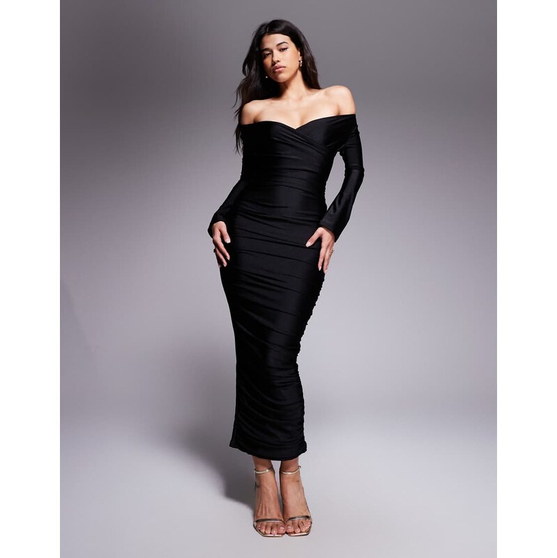 Ruched & Ready You Wish sculpted high shine off shoulder