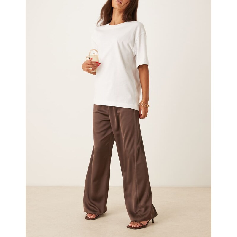 Pretty Lavish satin drawstring trousers in chocolate-Brown 109031539