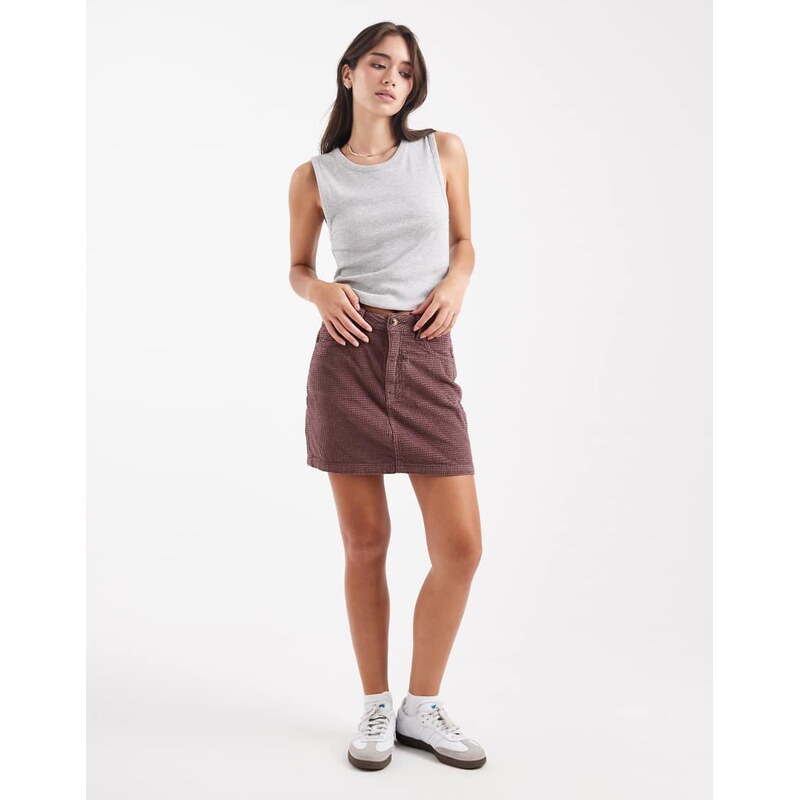 ASOS DESIGN mini skirt in bubble cord in mauve-Purple