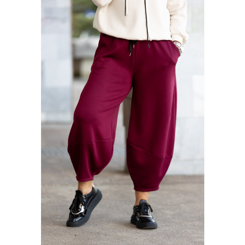 Italy fashion Harémové kalhoty DAHLIA Barva: Vínová, Velikost: