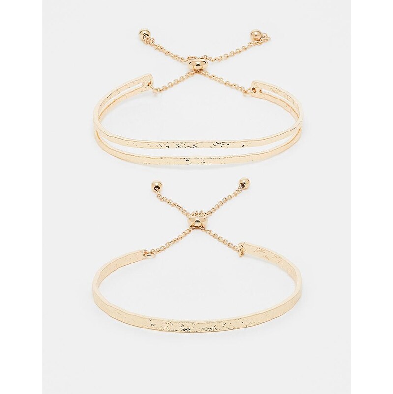 ASOS DESIGN pack of 2 friendship bracelets with toggle detail in gold 108510819