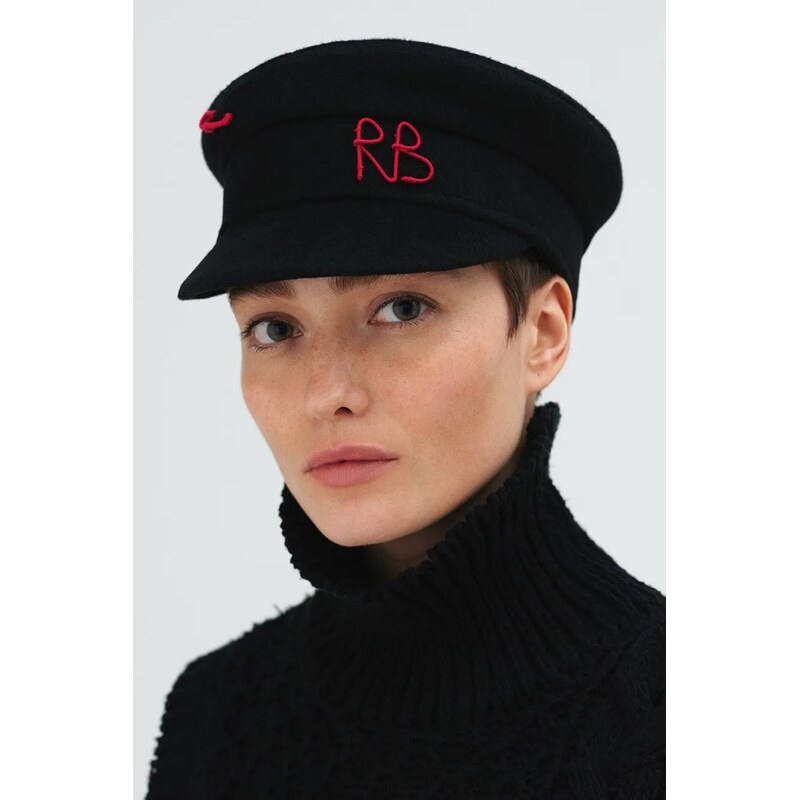 RUSLAN BAGINSKIY Vlněná čepice Safety-pin Baker Boy Cap
