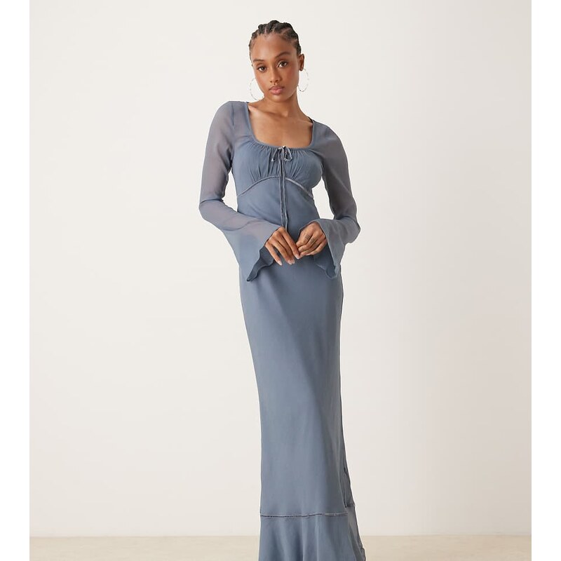 ASOS Tall ASOS DESIGN Tall ruched bust long sleeve maxi dress in