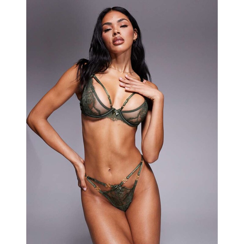 Boux Avenue strappy sexy hardware co-ord g-string in green