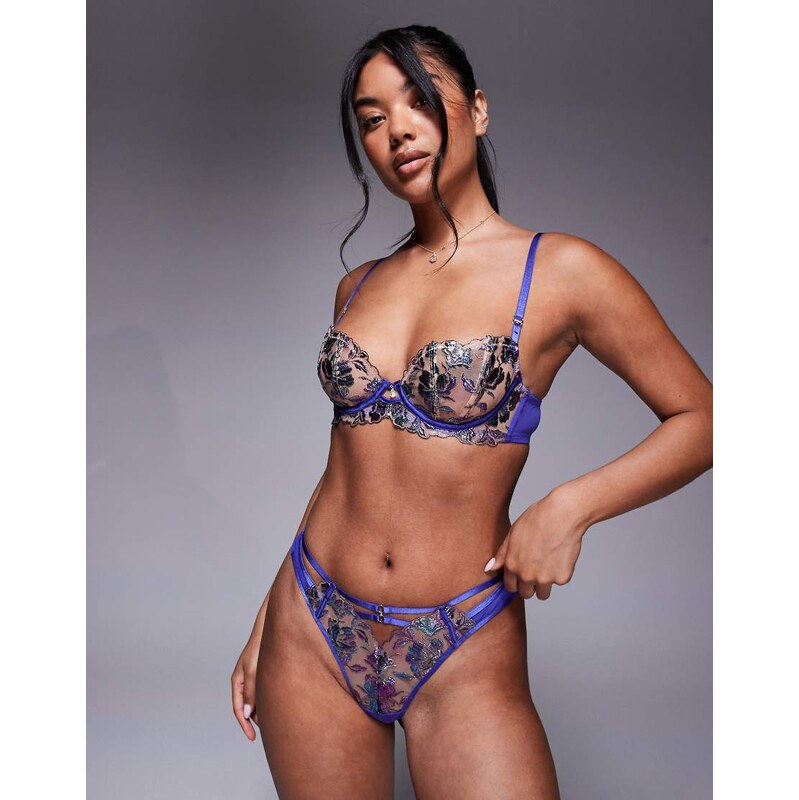 Ann Summers Euphoric non padded plunge bra in blue-Purple 108514862