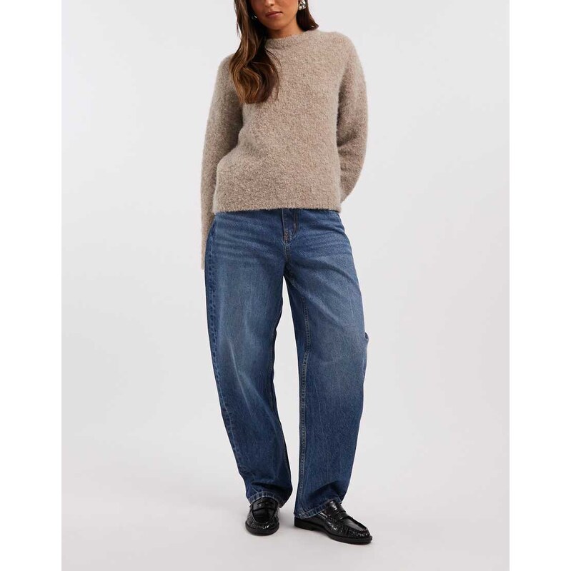 ASOS DESIGN slim barrel jeans in mid blue