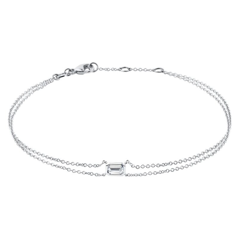 Náramek z bílého 14k zlata s lab grown diamantem KLENOTA