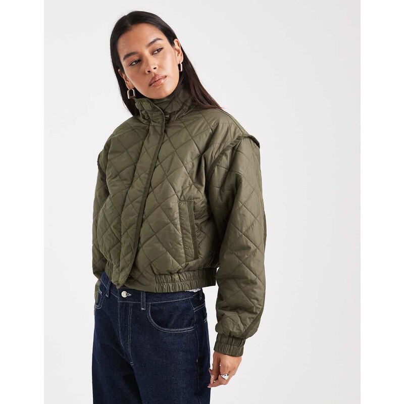 ONLY quilted jacket In khaki-Green