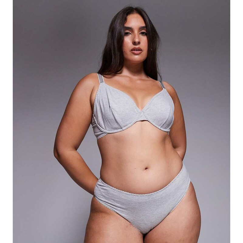 ASOS Curve ASOS DESIGN Curve Mila 2 pack brazilian brief in grey marl 115514471