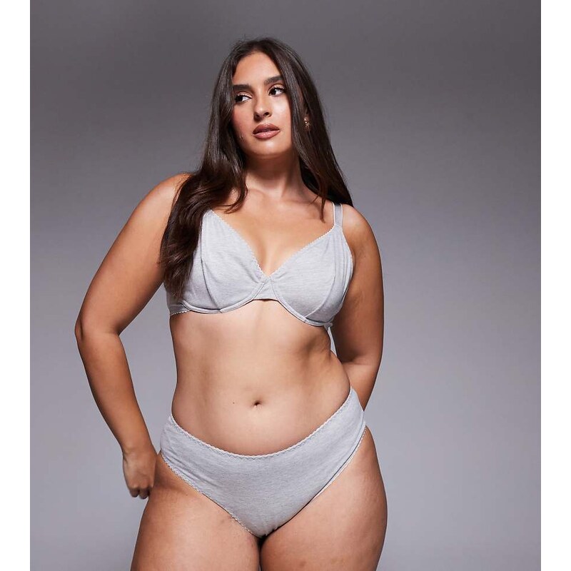 ASOS Curve ASOS DESIGN Curve Mila underwired bra in grey marl