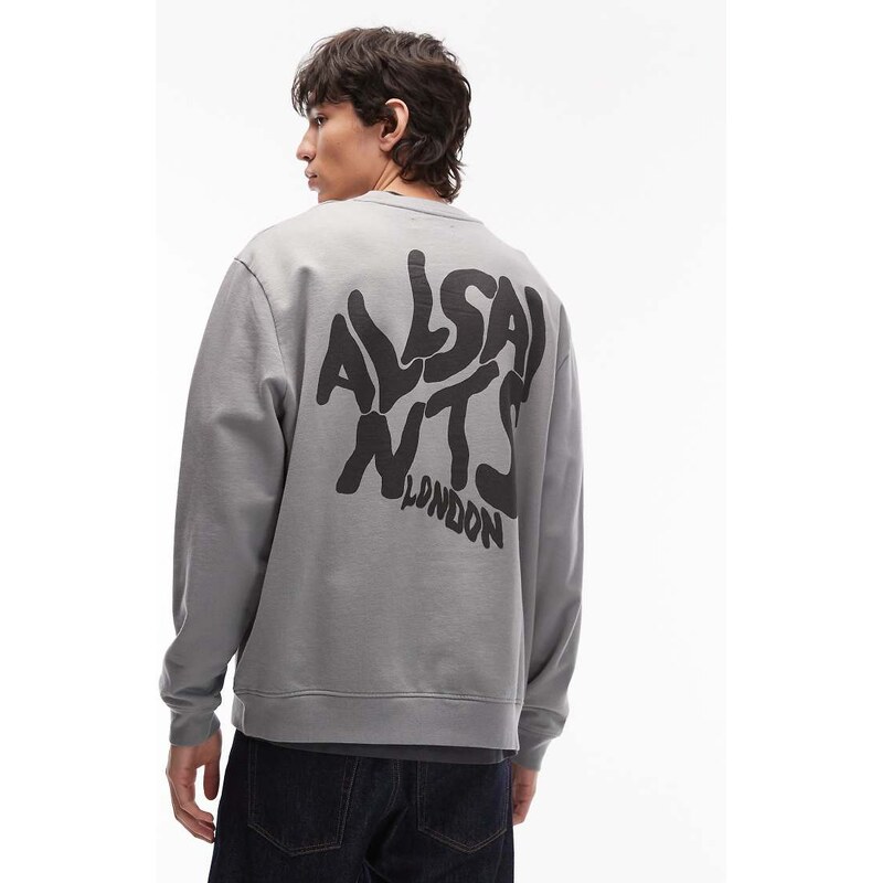Allsaints Orlando crew neck sweatshirt in dark grey - GREY