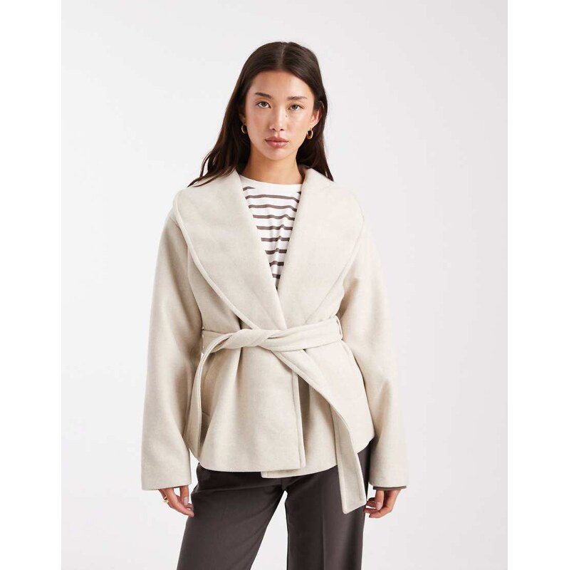 Vero Moda belted short formal jacket in cream-White