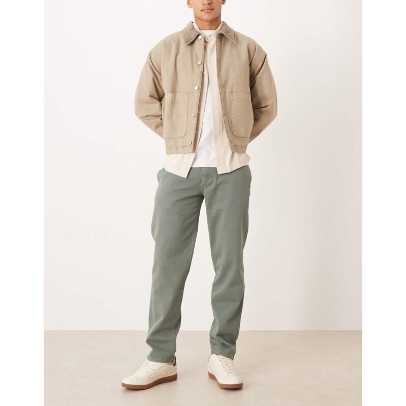Mango Chet cotton straight jean in sage green