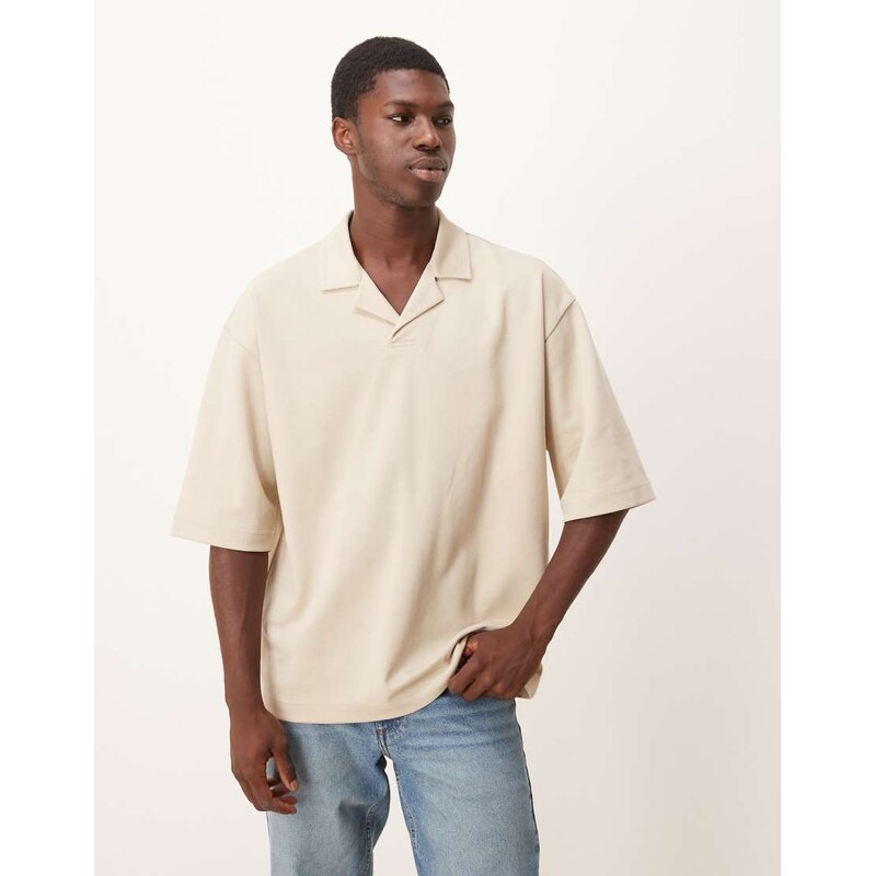 ASOS DESIGN heavyweight oversized half sleeve revere polo in