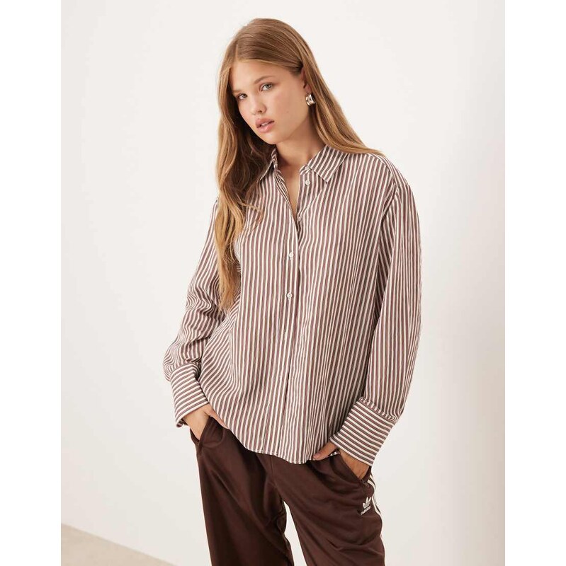 Mango shirt in brown stripe 108517673