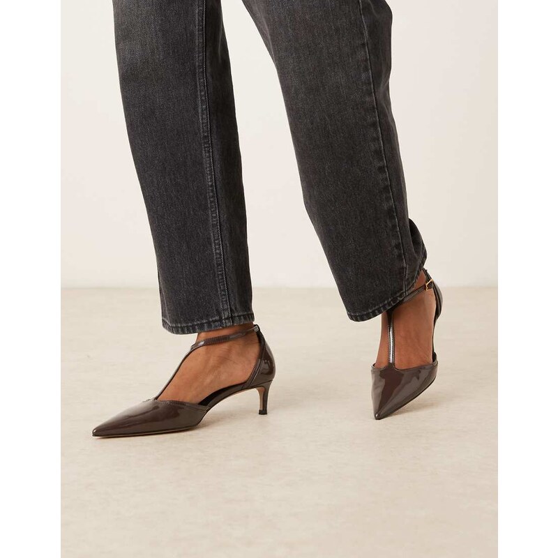 Mango pointed kitten heel in chocolate brown 115541525
