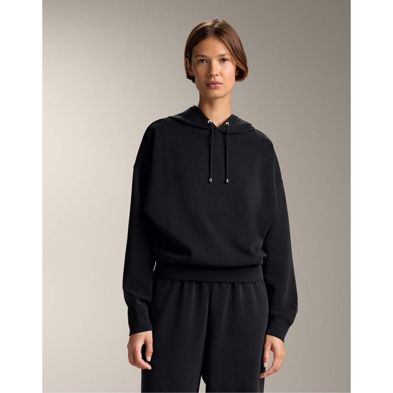 OYSHO Hooded boxy sweatshirt with brushed modal in black 108517758