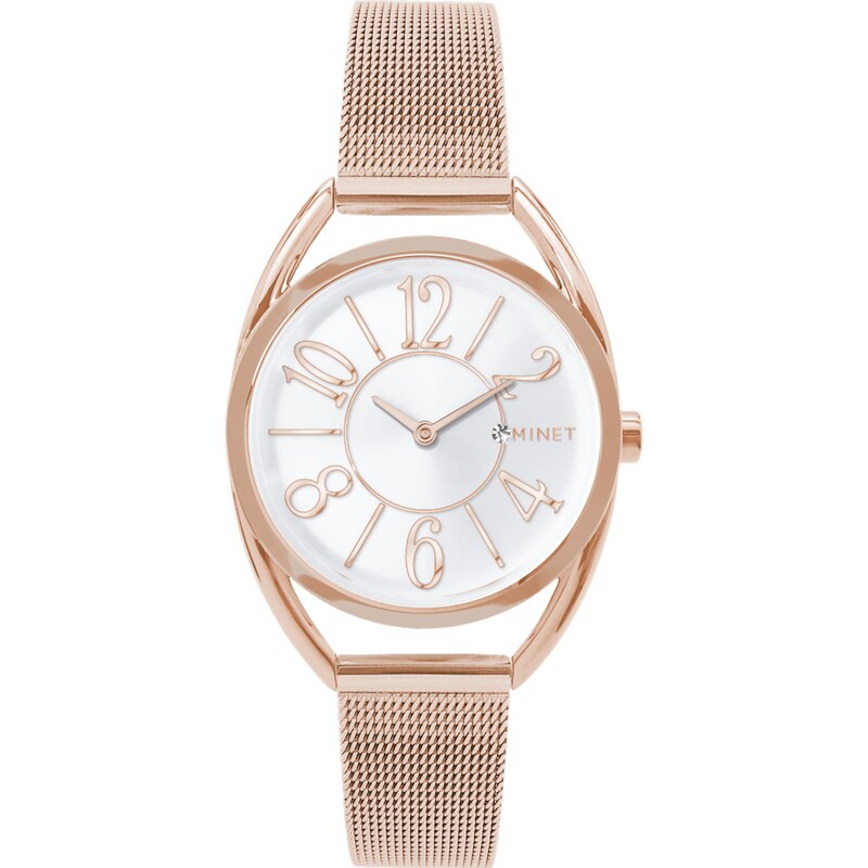 MINET Rose gold dámské hodinky ICON PINK MESH MWL5232