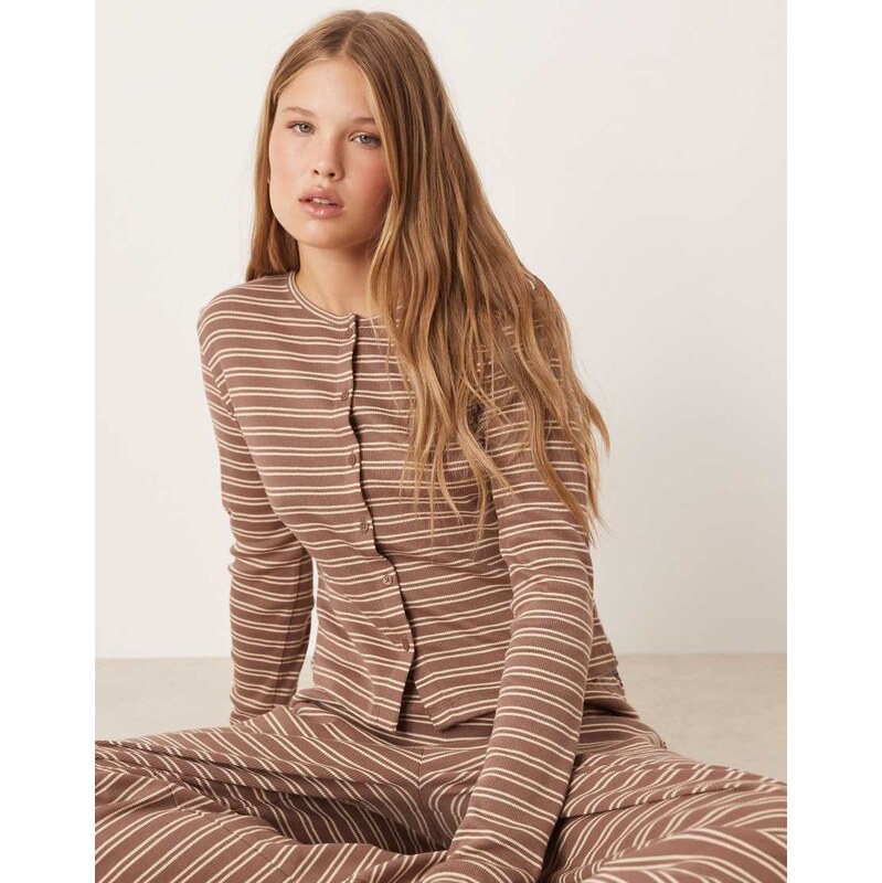 ASOS DESIGN ribbed cardigan in brown stripe