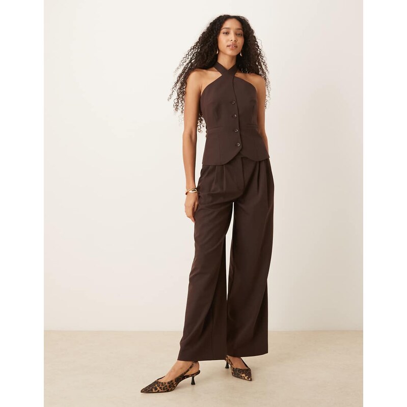 ASOS DESIGN tailored triple pleat wide leg trousers co-ord in