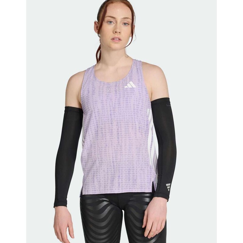 adidas performance adidas Running Adizero running singlet in powder 115498815
