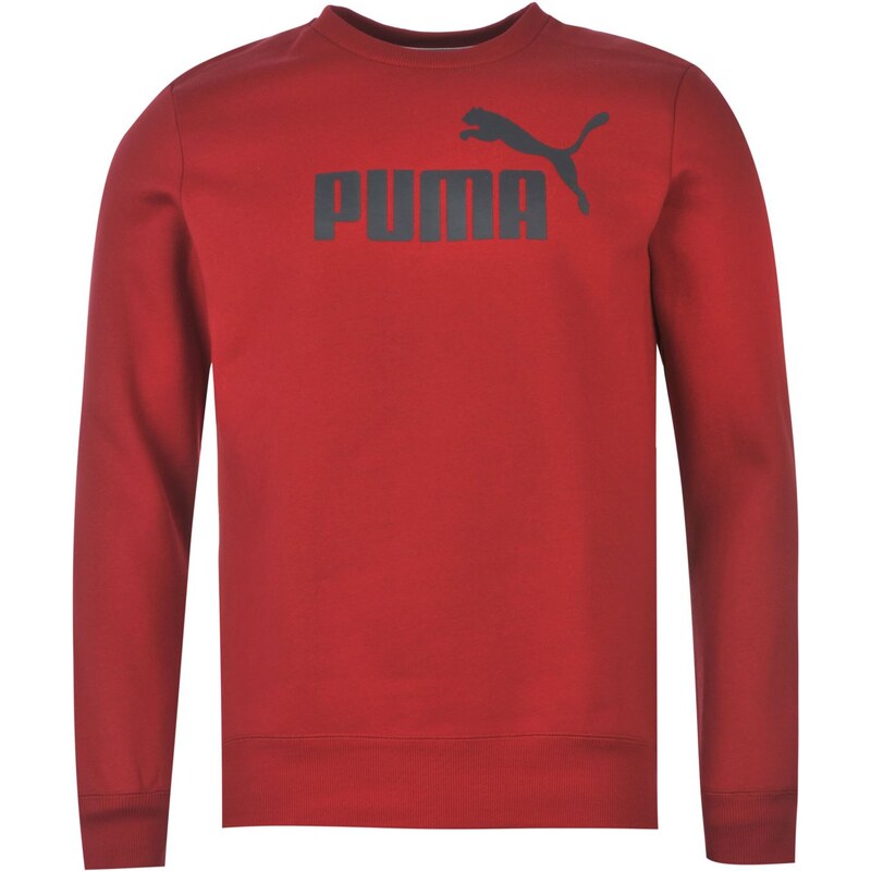 Puma No1 Logo Crew Neck Sweater Boys Dk Grey/red