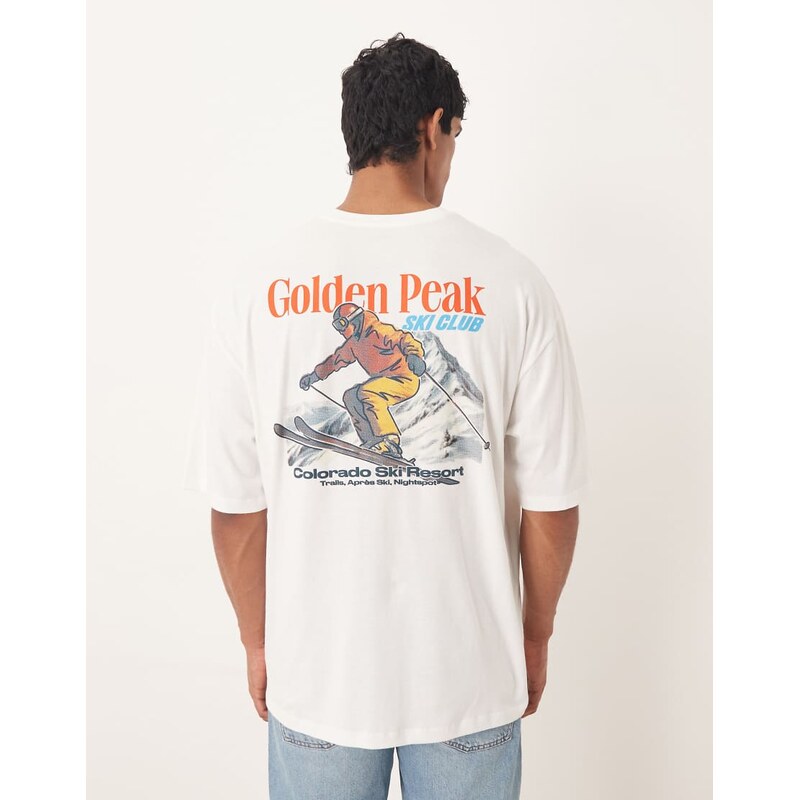 ASOS DESIGN oversized t-shirt with ski sports graphic in white