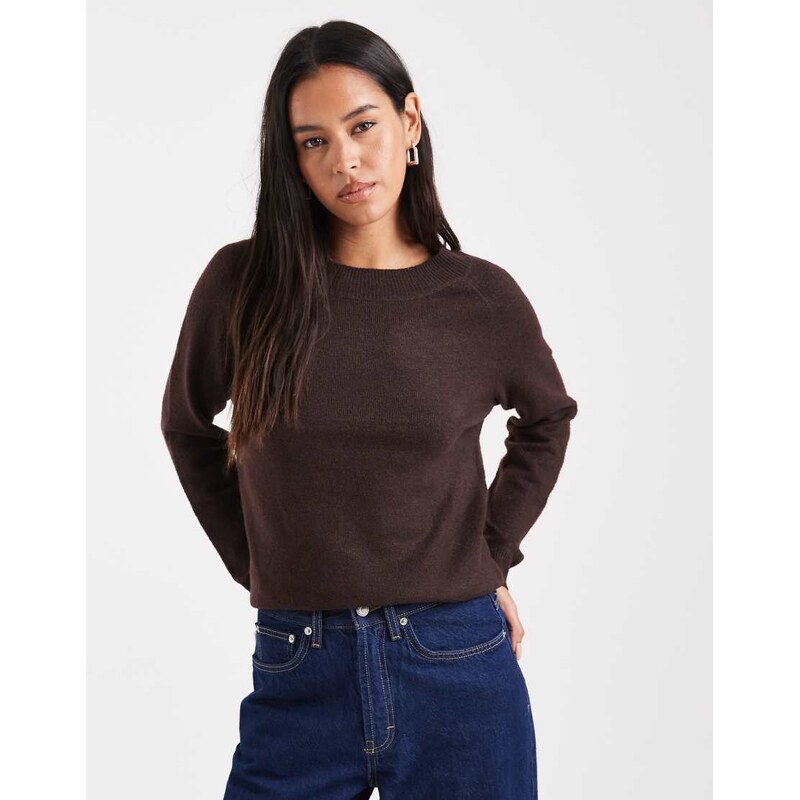 ONLY crew neck jumper in chocolate brown
