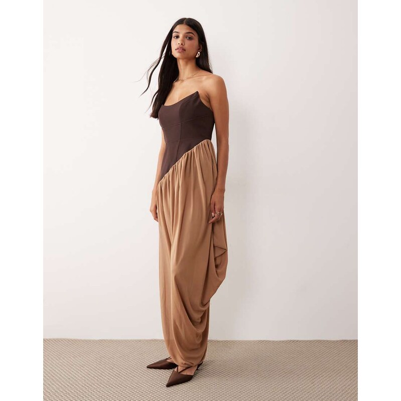 ASOS DESIGN structured curved bandeau neckline midi dress with