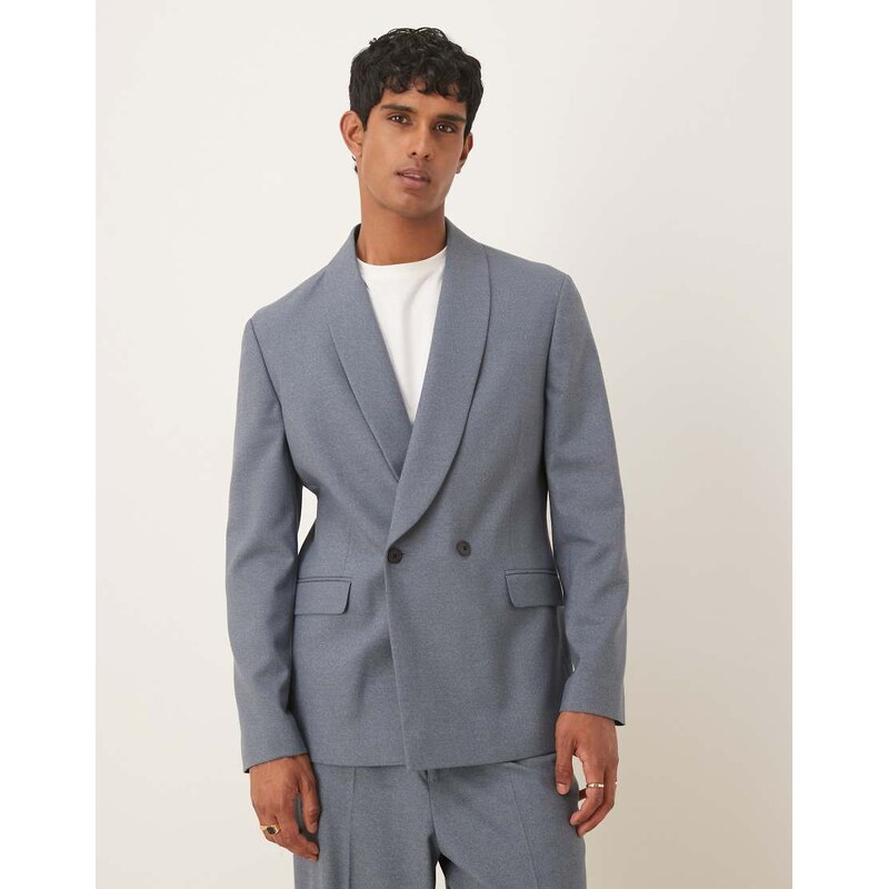 ASOS DESIGN double breasted shawl regular suit jacket in blue