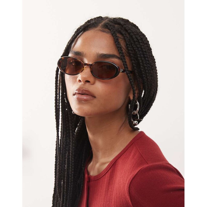 Reclaimed Vintage 90s oval sunglasses in brown