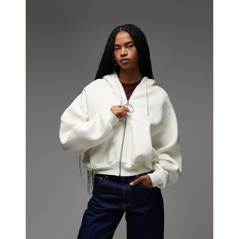 ASOS DESIGN low rise balloon jogger co ord in cream-White
