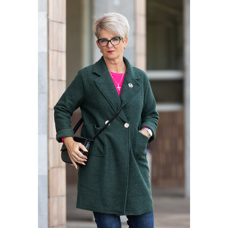 Italy fashion Elegantní kabát MONAKO Barva: Tmavě zelená,