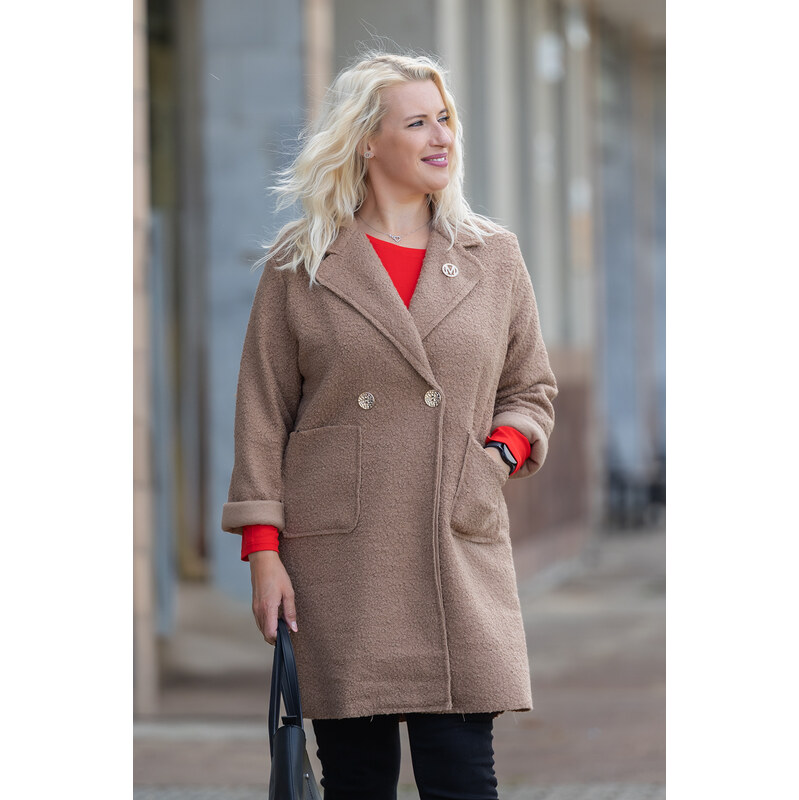 Italy fashion Elegantní kabát MONAKO Barva: Cappuccinová,
