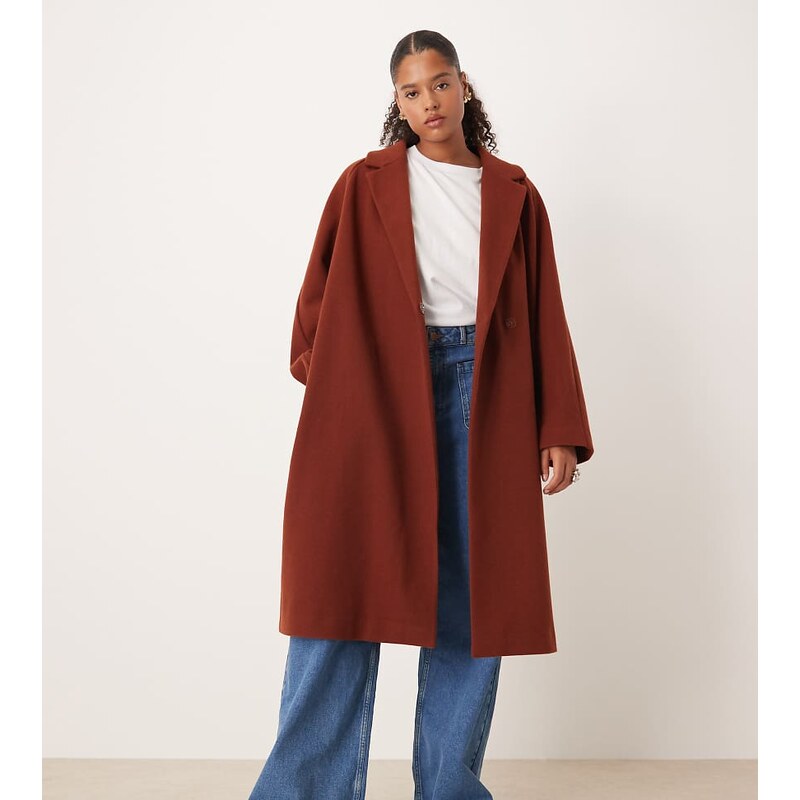 ASOS Curve ASOS DESIGN Curve chuck on overcoat in rust-No colour 108526992
