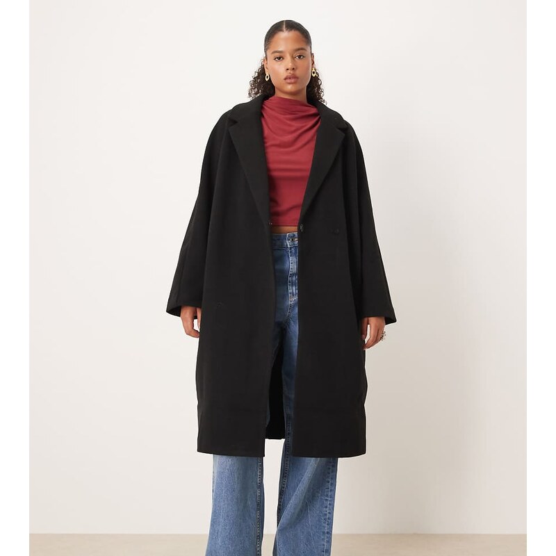 ASOS Curve ASOS DESIGN Curve chuck on overcoat in black 108526993