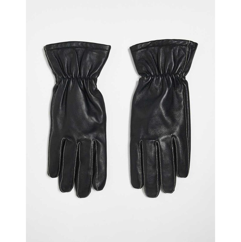 Becksondergaard smooth leather gloves in black 108527026