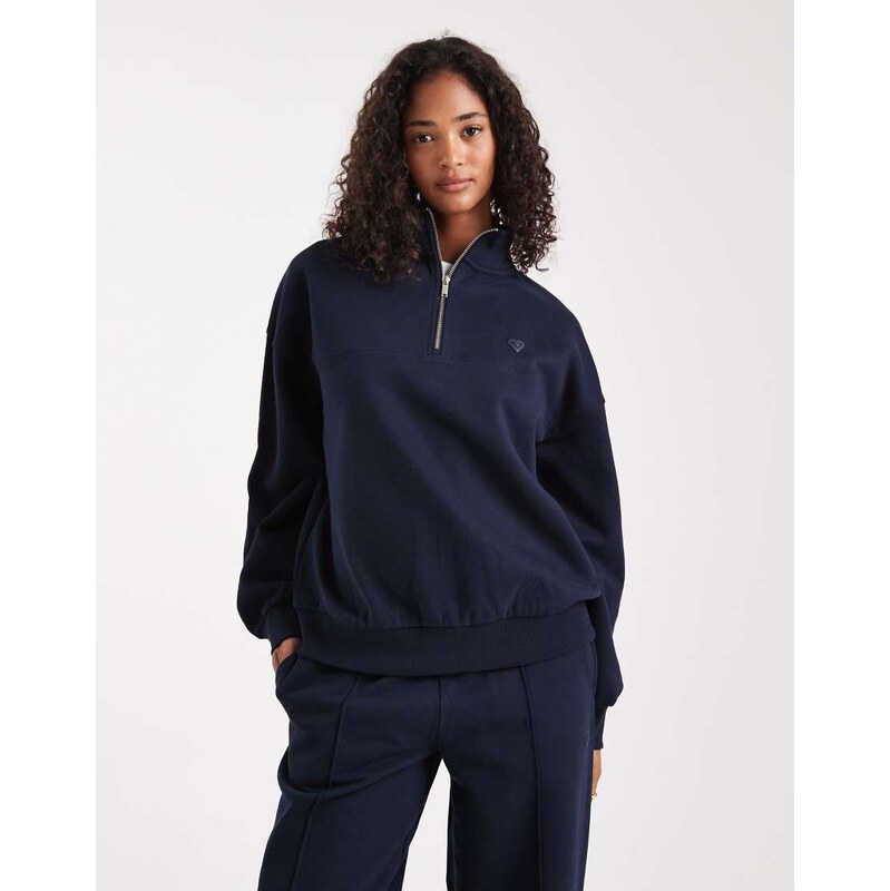 Miss Selfridge half zip sweatshirt in navy 109359430
