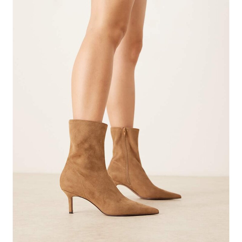 ASOS DESIGN Wide Fit Rosalind kitten heel ankle boots in sand