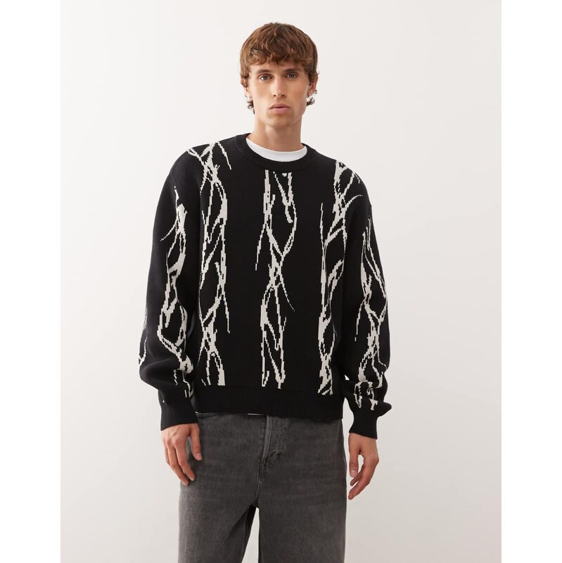 Weekday oversized jumper with barbed wire graphic jaqcuard in
