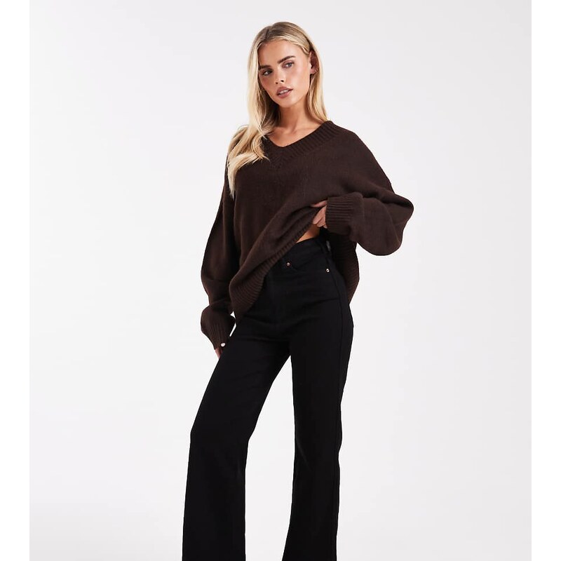 Dr Denim Petite Moxy straight leg jeans in black
