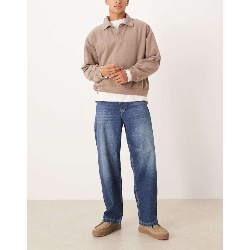 ASOS DESIGN loose straight jeans in dark blue overdye