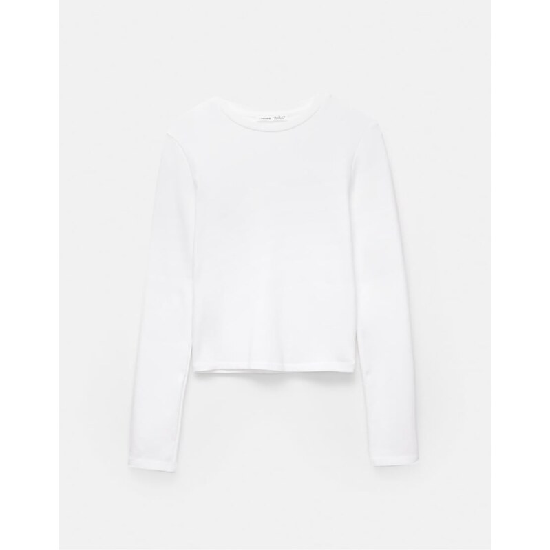 Pull&Bear Fitted long sleeve t-shirt in white 108527219