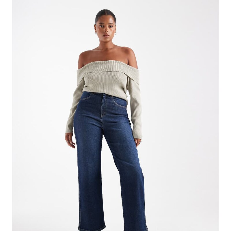 Dr Denim Plus Moxy straight leg jeans in darkwash indigo-Blue 108530013