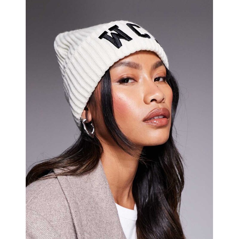 ASOS Weekend Collective Weekend Collective beanie with varsity logo in 108530198