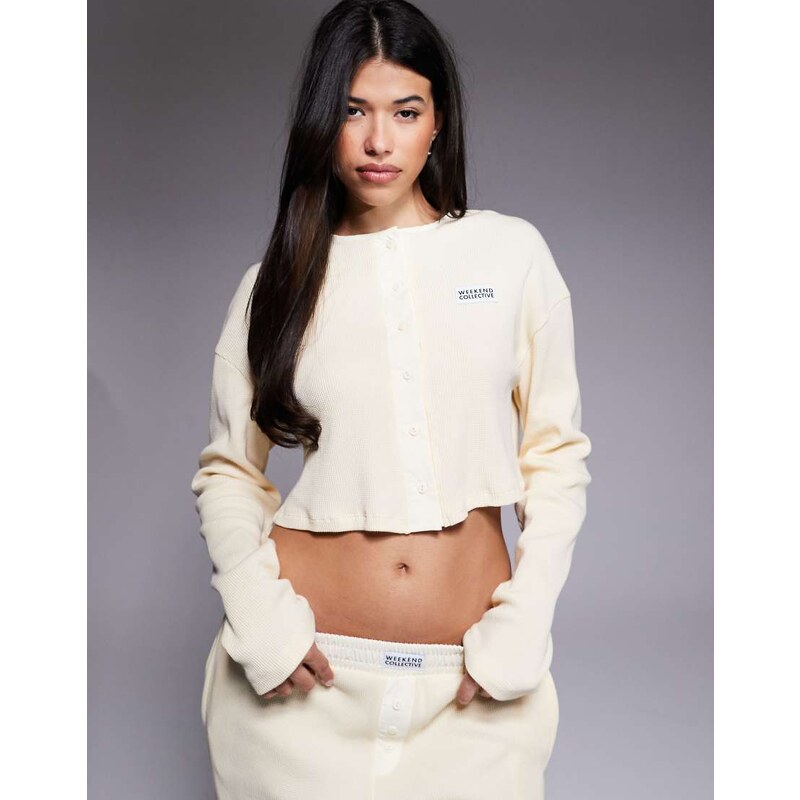 ASOS Weekend Collective Weekend Collective co-ord waffle button top 113262593