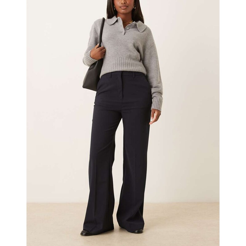 ASOS DESIGN tailored snatch flare trousers in navy-Grey