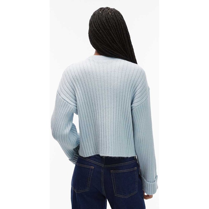 ASOS DESIGN knitted jumper with turn up cuff in blue