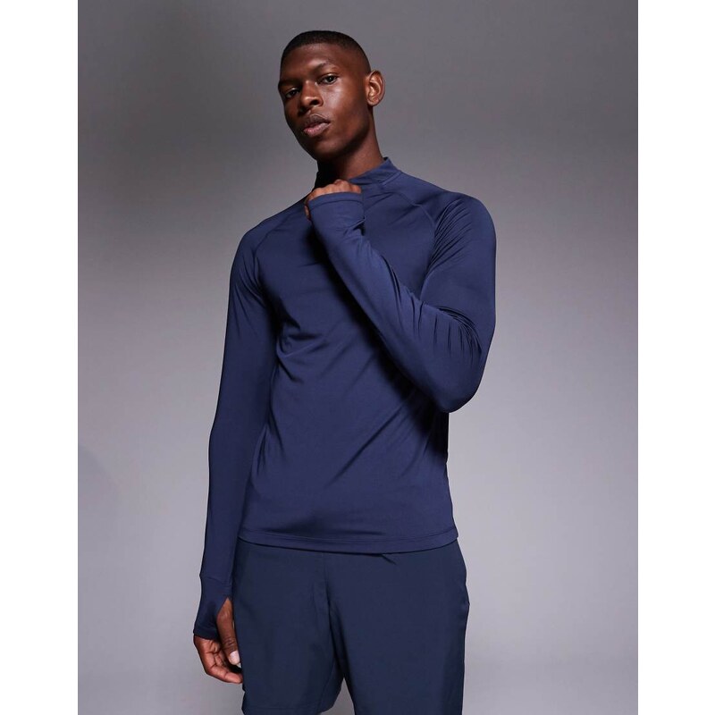 4505 slim fit 1/4 zip base layer long sleeve running top in deep